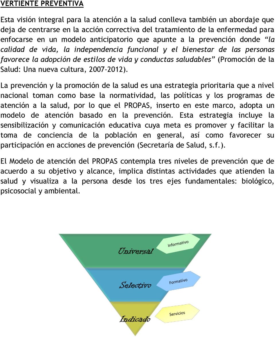 (Promoción de la Salud: Una nueva cultura, 2007-2012).