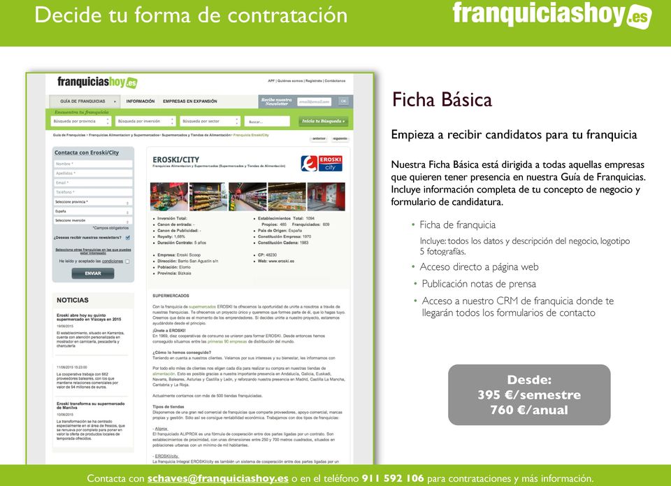 Ficha de franquicia Incluye: todos los datos y descripción del negocio, logotipo 5 fotografías.