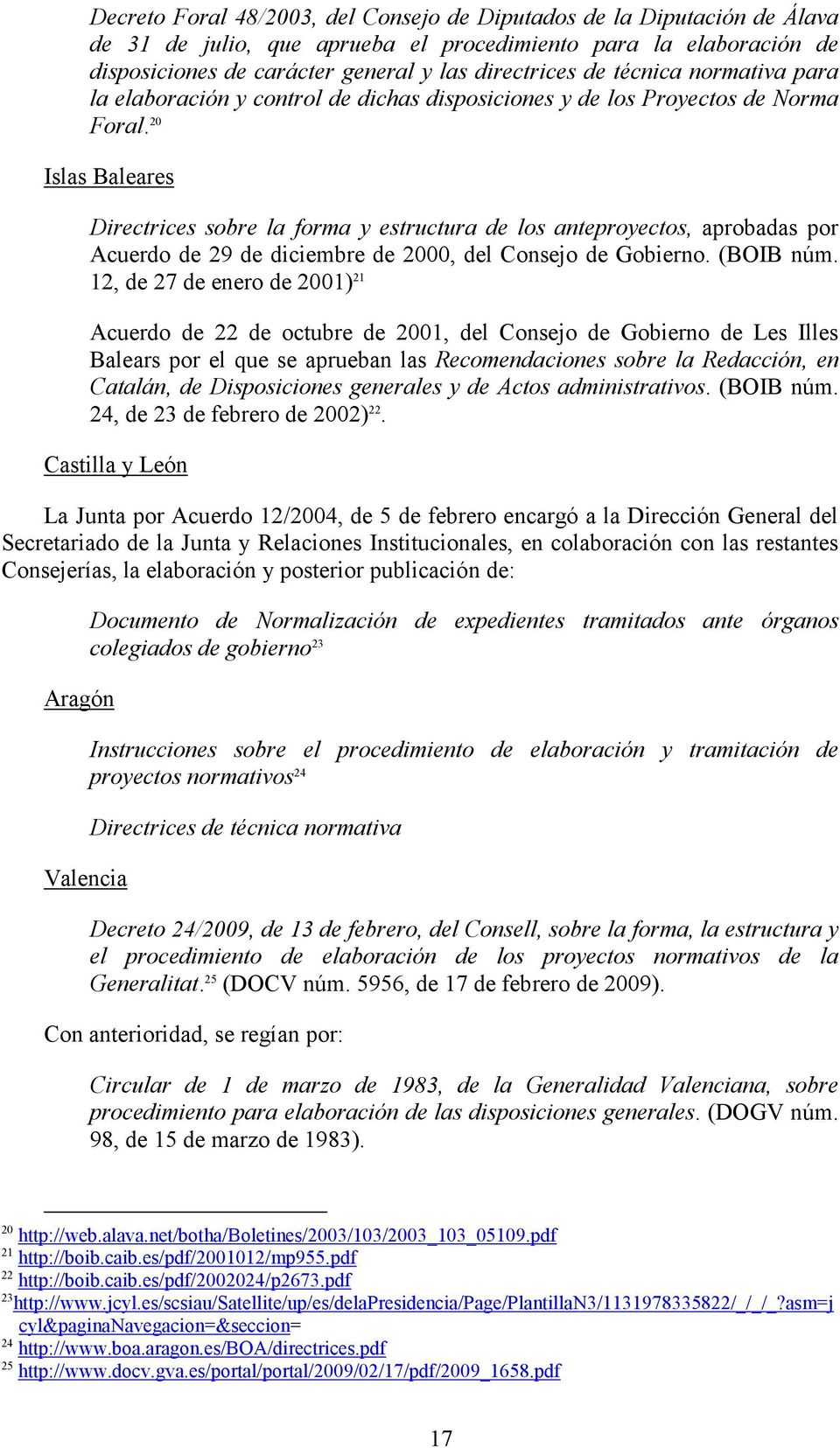 20 Islas Baleares Directrices sobre la forma y estructura de los anteproyectos, aprobadas por Acuerdo de 29 de diciembre de 2000, del Consejo de Gobierno. (BOIB núm.