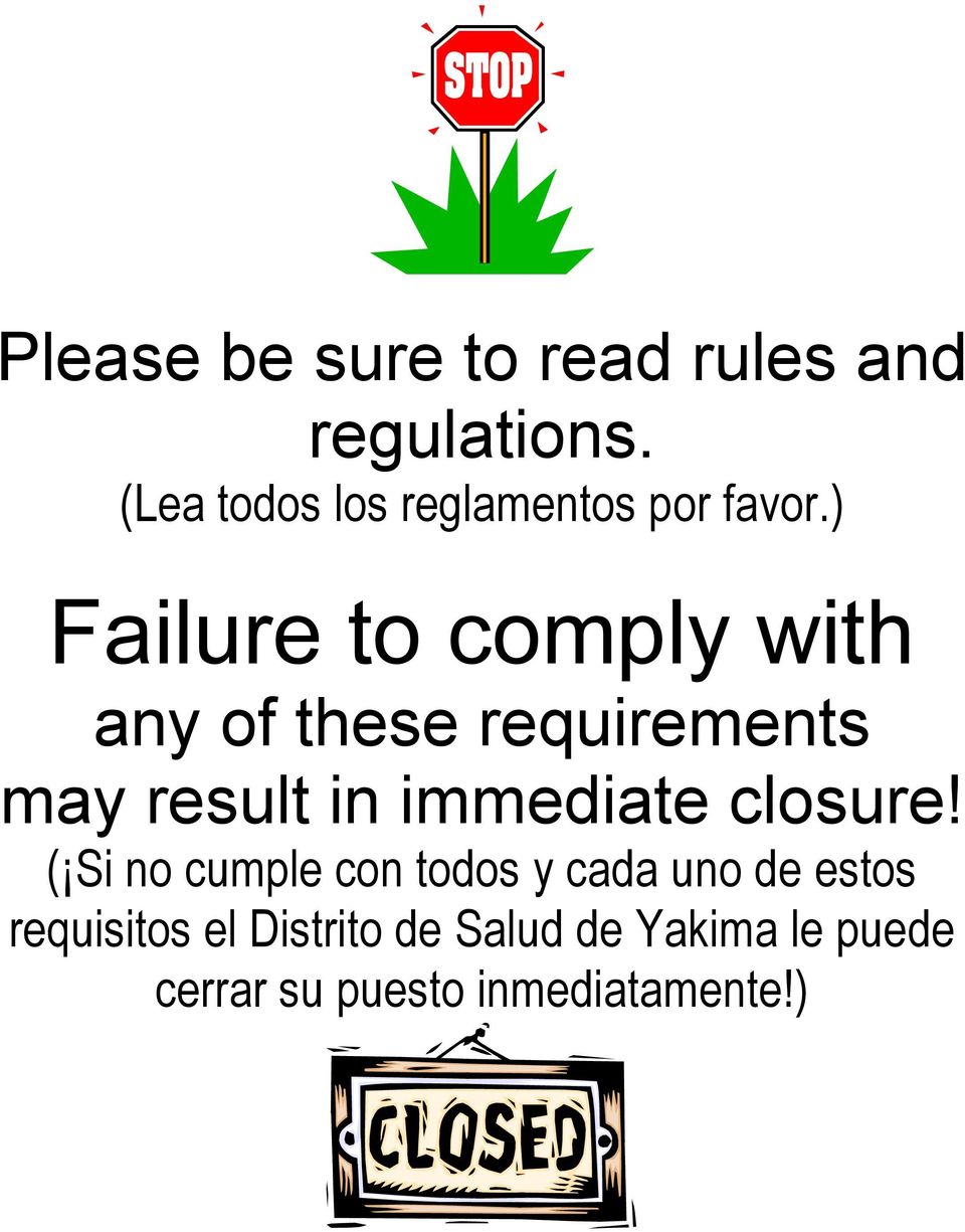 ) Failure to comply with any of these requirements may result in