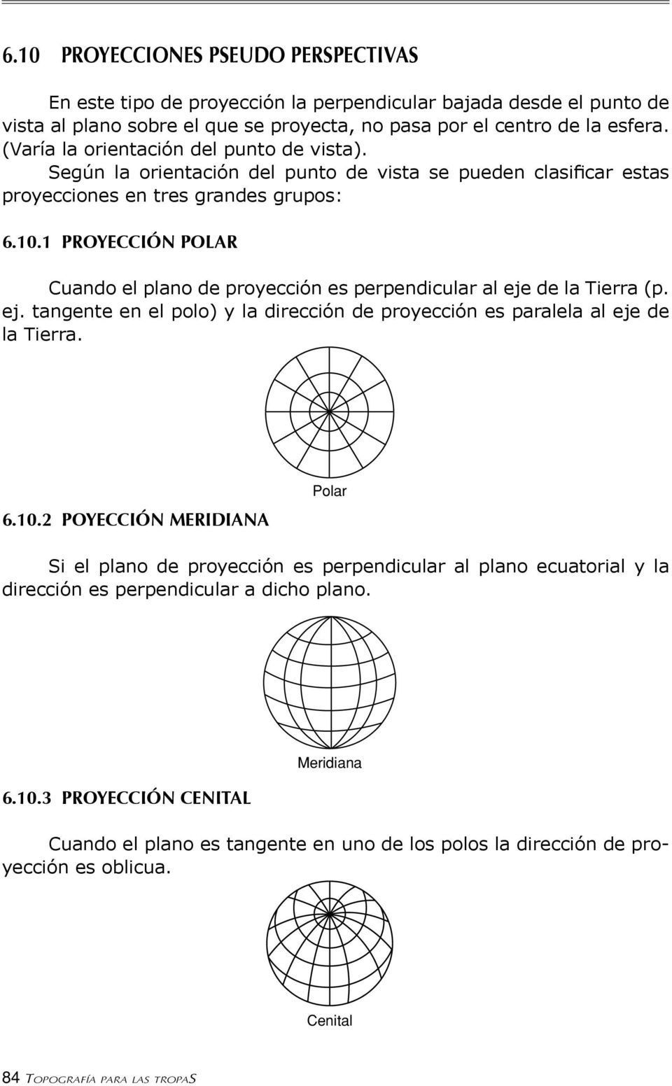 1 PROYECCIÓN POLAR Cuando el plano de proyección es perpendicular al eje de la Tierra (p. ej. tangente en el polo) y la dirección de proyección es paralela al eje de la Tierra. 6.10.