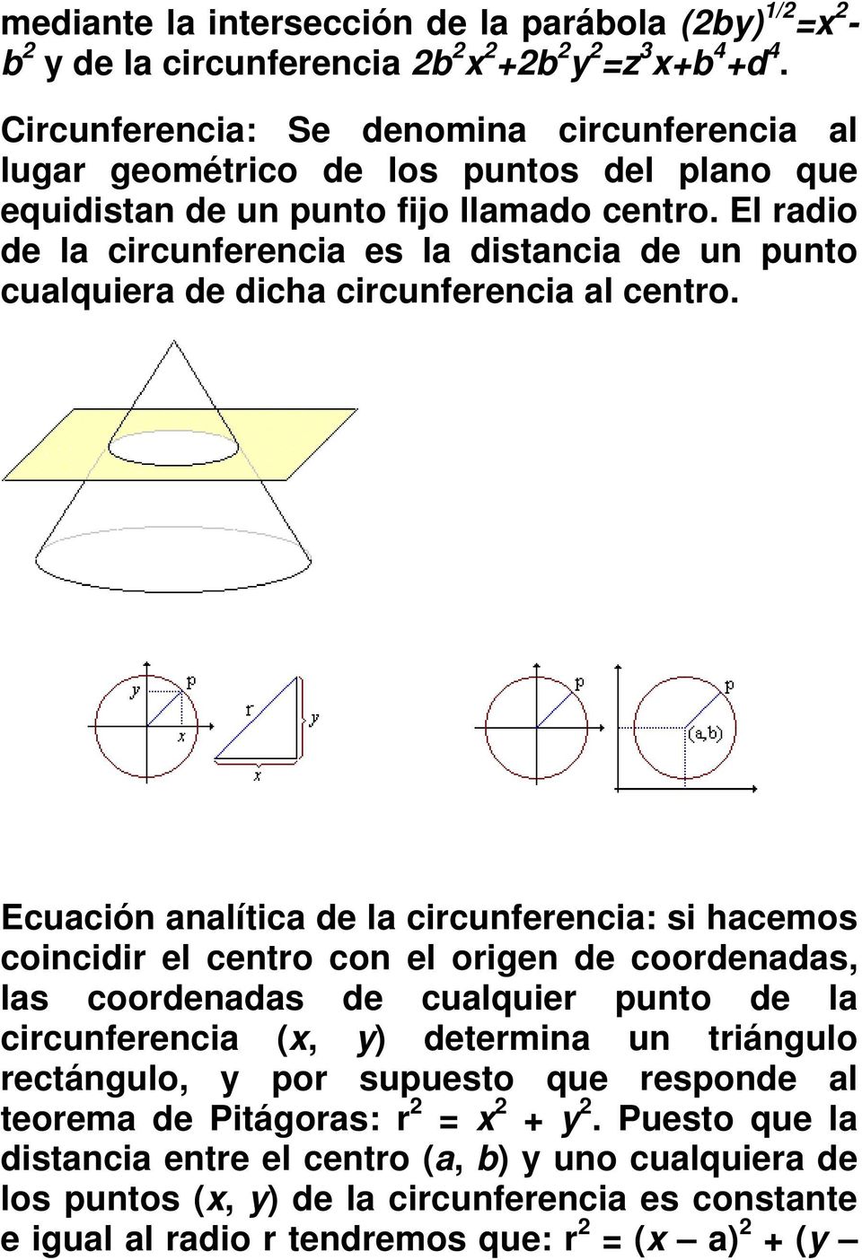 El radio de la circunferencia es la distancia de un punto cualquiera de dicha circunferencia al centro.