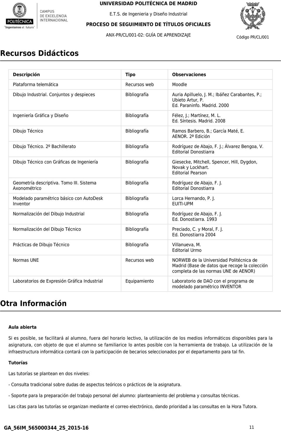 ; García Maté, E. AENOR. 2ª Edición Dibujo Técnico. 2º Bachillerato Bibliografía Rodríguez de Abajo, F. J.; Álvarez Bengoa, V.