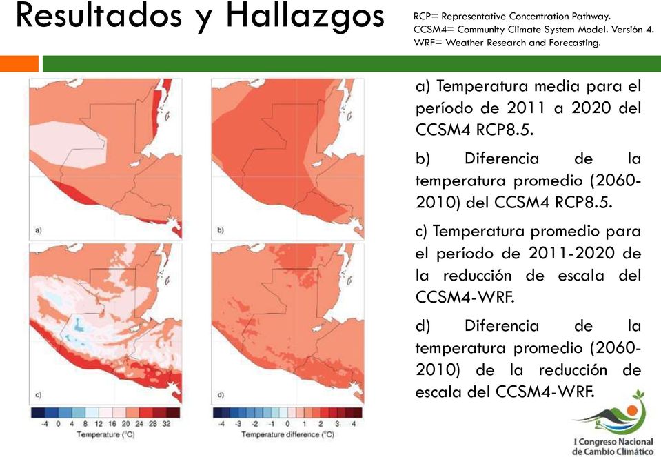 b) Diferencia de la temperatura promedio (2060-2010) del CCSM4 RCP8.5.