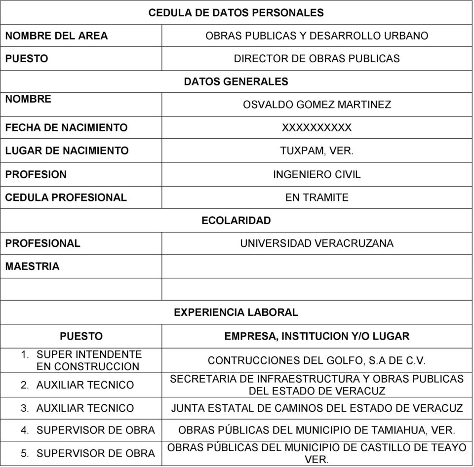 A DE C.V. SECRETARIA DE INFRAESTRUCTURA Y OBRAS PUBLICAS DEL ESTADO DE VERACUZ 3.