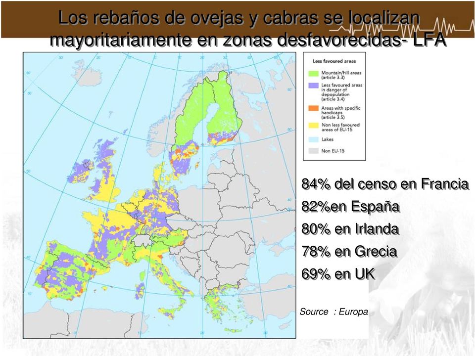 84% del censo en Francia 82%en España 80% en