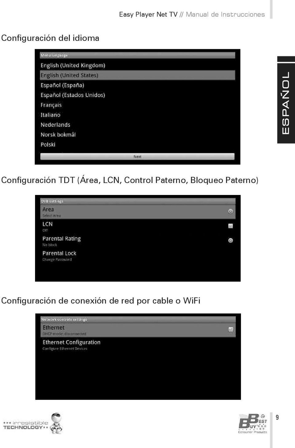 Configuración TDT (Área, LCN, Control Paterno,