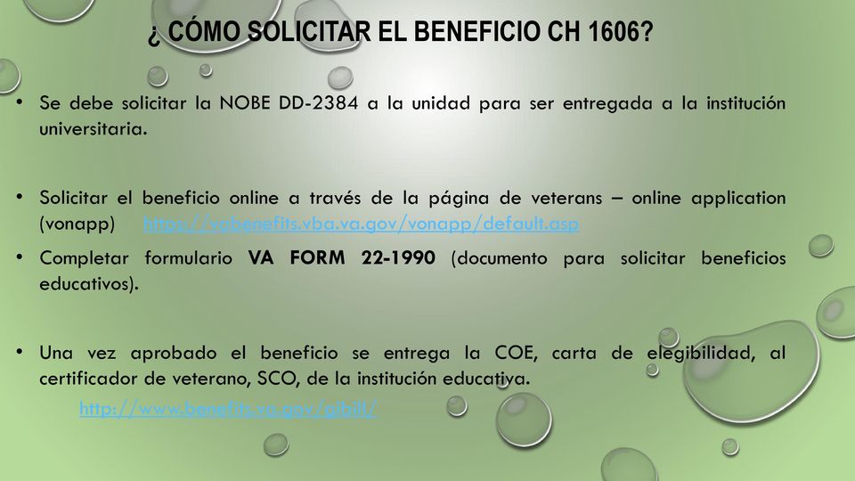 asp Completar formulario VA FORM 22-1990 (documento para solicitar beneficios educativos).