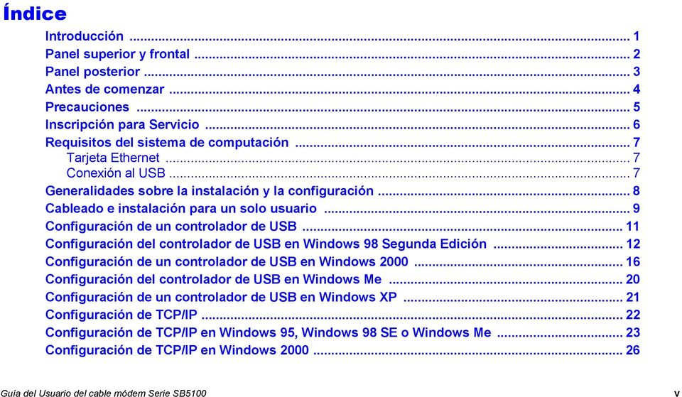 ..11 Configuración del controlador de USB en Windows 98 Segunda Edición... 12 Configuración de un controlador de USB en Windows 2000... 16 Configuración del controlador de USB en Windows Me.