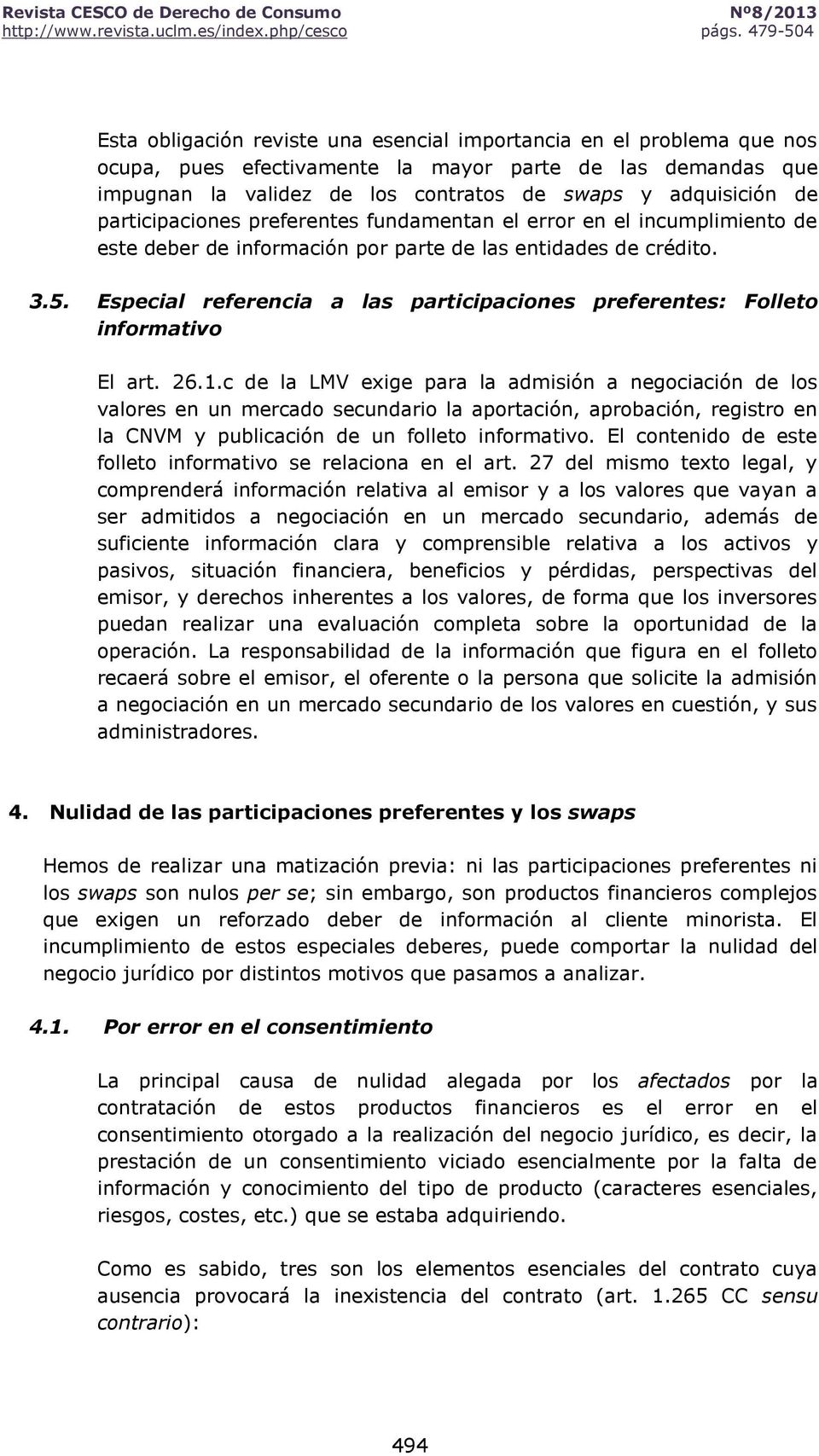 Especial referencia a las participaciones preferentes: Folleto informativo El art. 26.1.