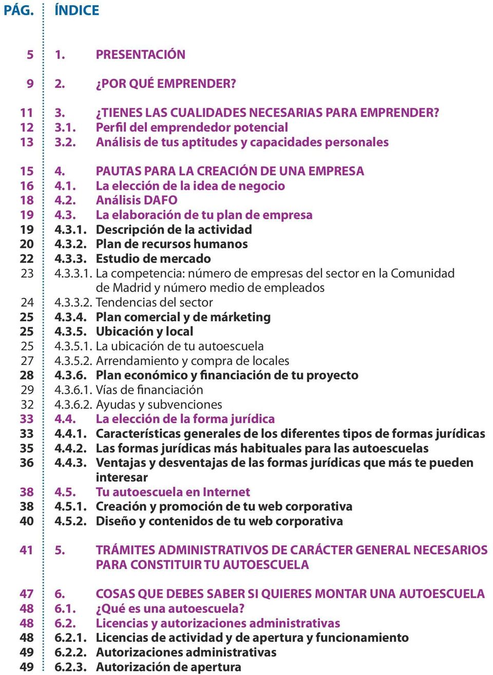 3.1. Descripción de la actividad 4.3.2. Plan de recursos humanos 4.3.3. Estudio de mercado 4.3.3.1. La competencia: número de empresas del sector en la Comunidad de Madrid y número medio de empleados 4.