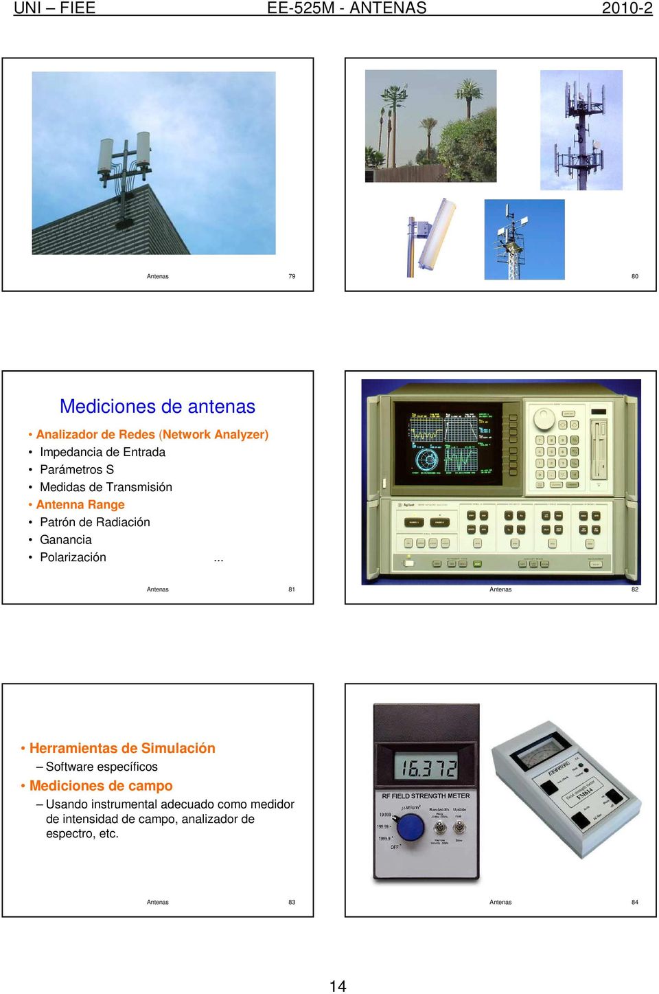 .. Antenas 81 Antenas 82 Herramientas de Simulación Software específicos Mediciones de campo Usando
