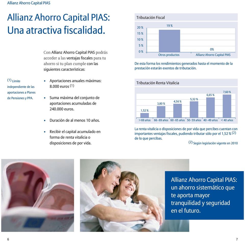 productos 0% Allianz Ahorro Capital PIAS De esta forma los rendimientos generados hasta el momento de la prestación estarán exentos de tributación.