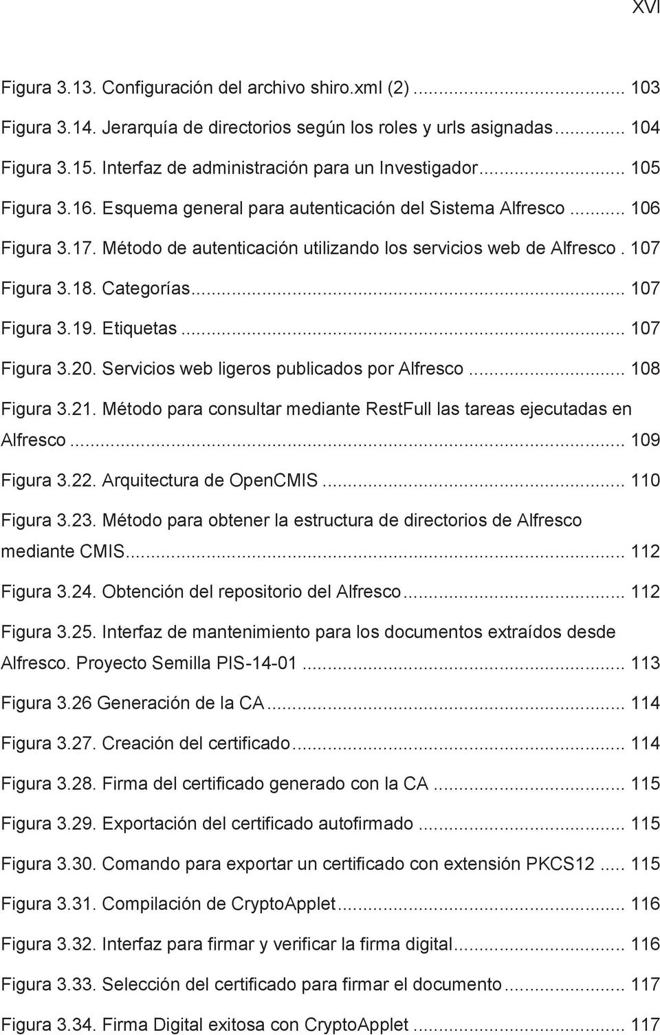 Método de autenticación utilizando los servicios web de Alfresco. 107 Figura 3.18. Categorías... 107 Figura 3.19. Etiquetas... 107 Figura 3.20. Servicios web ligeros publicados por Alfresco.