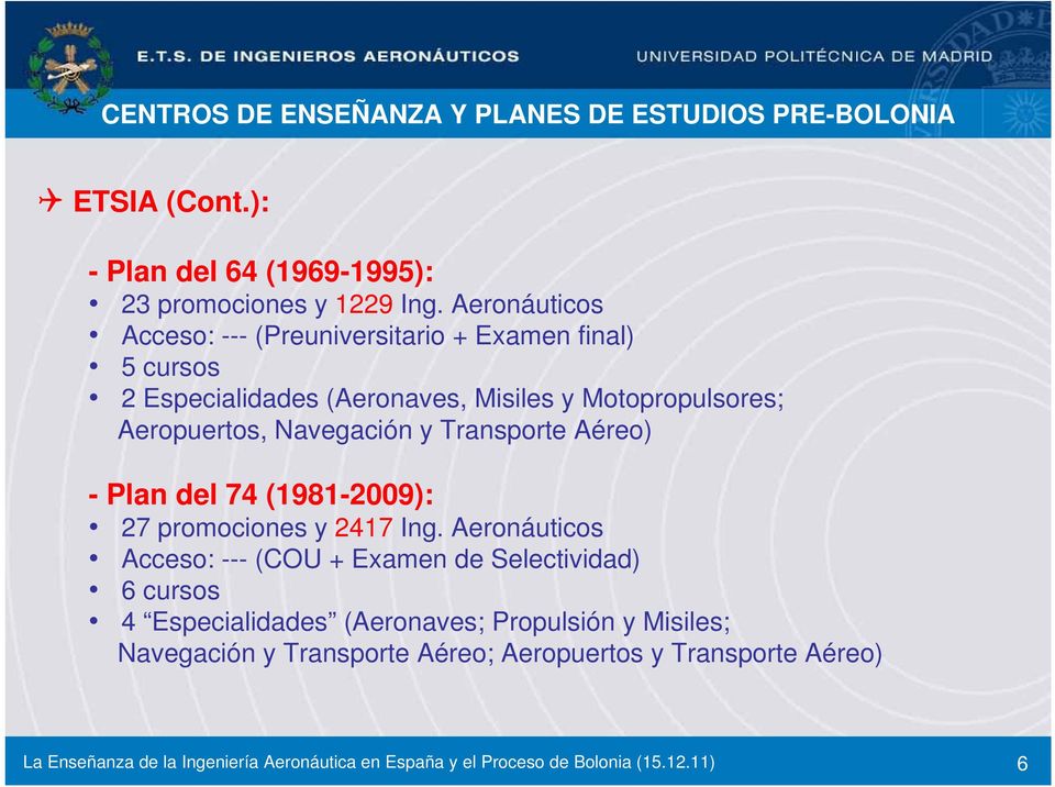 Aeropuertos, Navegación y Transporte Aéreo) - Plan del 74 (1981-2009): 27 promociones y 2417 Ing.