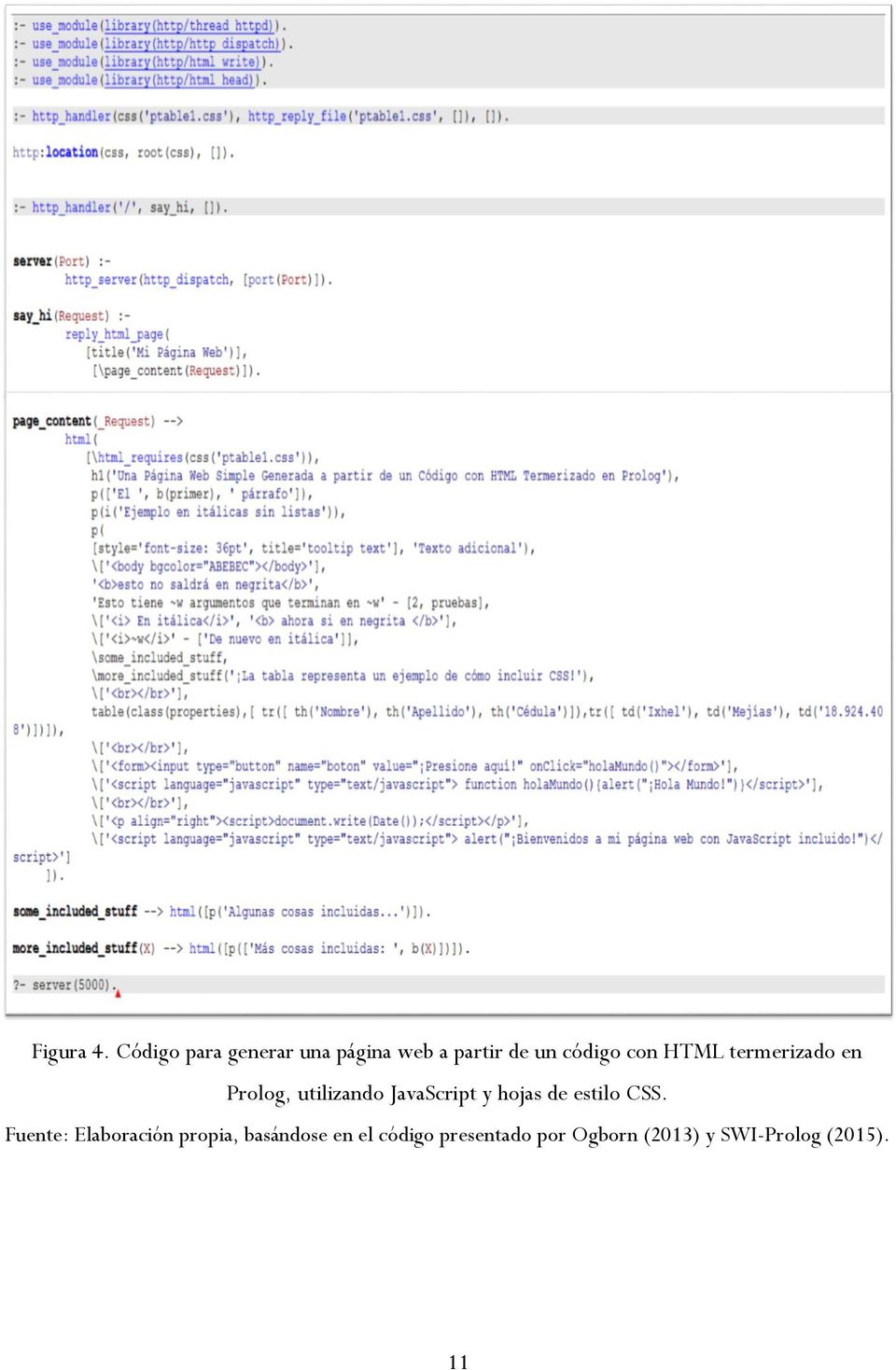 HTML termerizado en Prolog, utilizando JavaScript y hojas de
