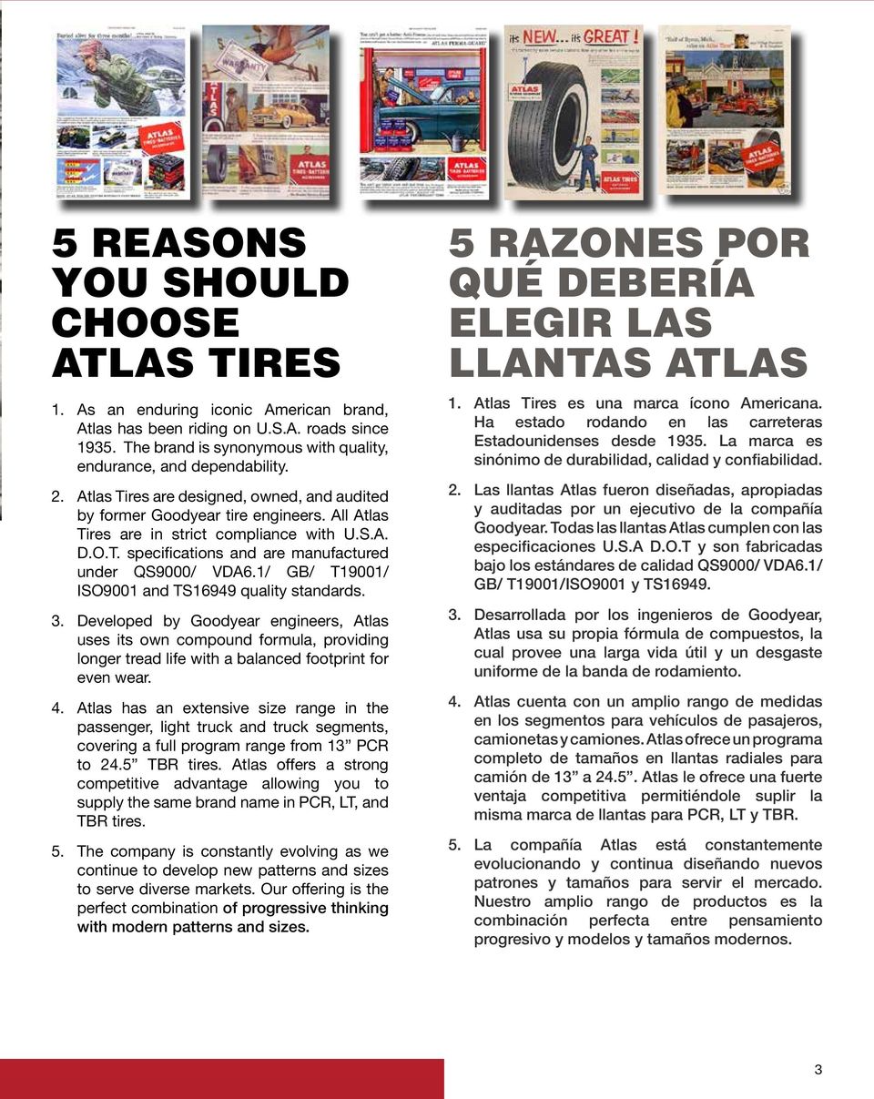 1/ GB/ T19001/ ISO9001 and TS16949 quality standards. 3. Developed by Goodyear engineers, Atlas uses its own compound formula, providing longer tread life with a balanced footprint for even wear. 4.