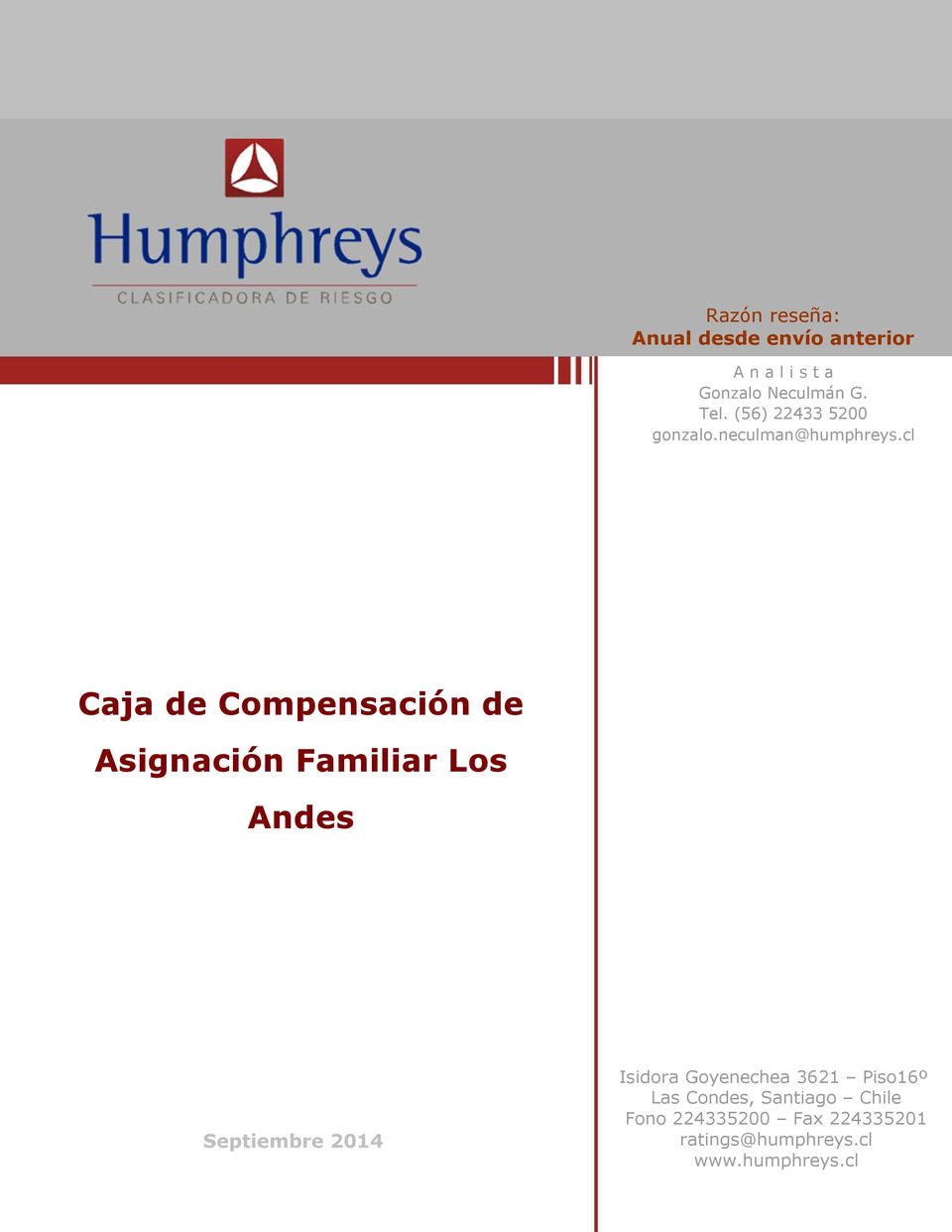 cl Caja de Compensación de Asignación Familiar Los Andes Isidora Goyenechea
