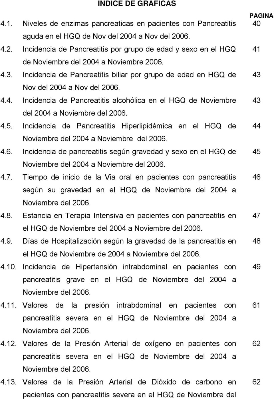 Incidencia de Pancreatitis biliar por grupo de edad en HGQ de Nov del 2004 a Nov del 2006. 4.4. Incidencia de Pancreatitis alcohólica en el HGQ de Noviembre del 2004 a Noviembre del 2006. 4.5.