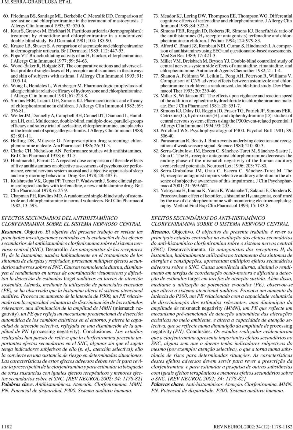 Br J Dermatol 1981; 104: 185 90. 62. Krause LB, Shuster S. A comparison of astemizole and chlorpheniramine in dermographic urticaria. Br J Dermatol 1985; 112: 447 53. 63. Popa VT.