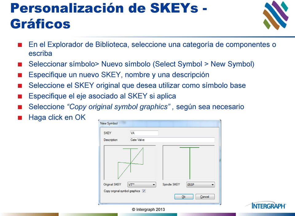 nuevo SKEY, nombre y una descripción Seleccione el SKEY original que desea utilizar como símbolo base