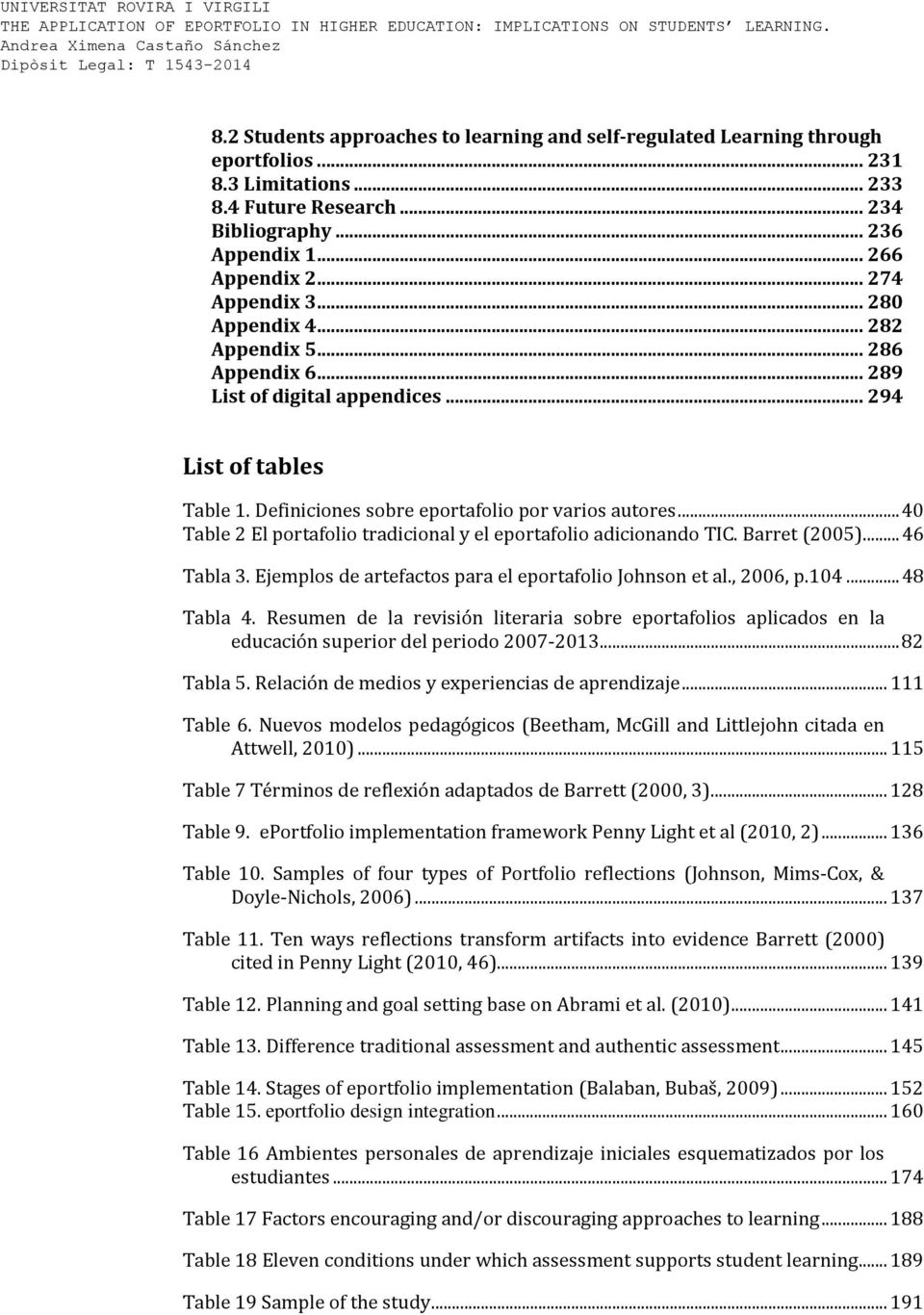 .. 40 Table 2 El portafolio tradicional y el eportafolio adicionando TIC. Barret (2005)... 46 Tabla 3. Ejemplos de artefactos para el eportafolio Johnson et al., 2006, p.104... 48 Tabla 4.