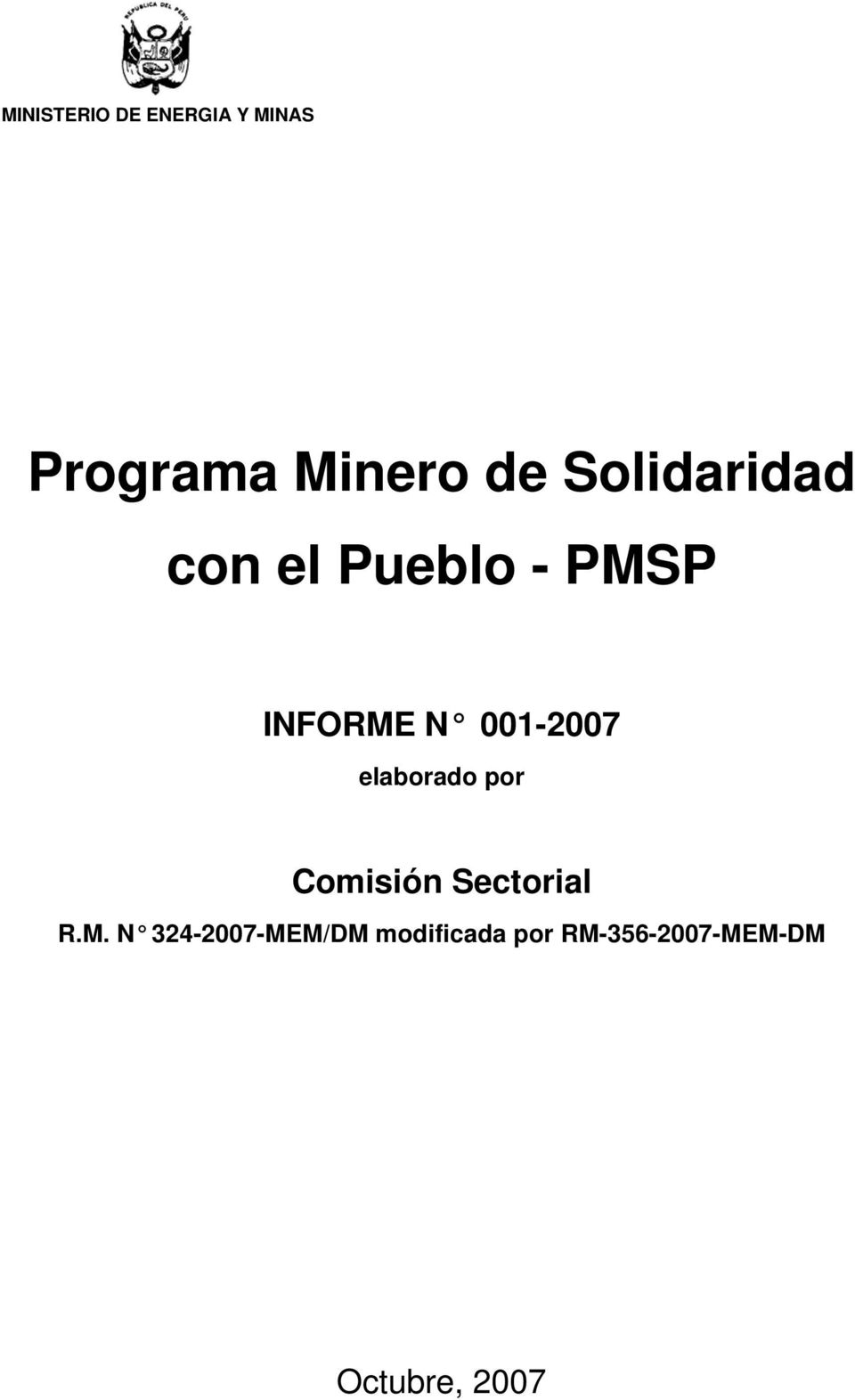 001-2007 elaborado por Comisión Sectorial R.M.