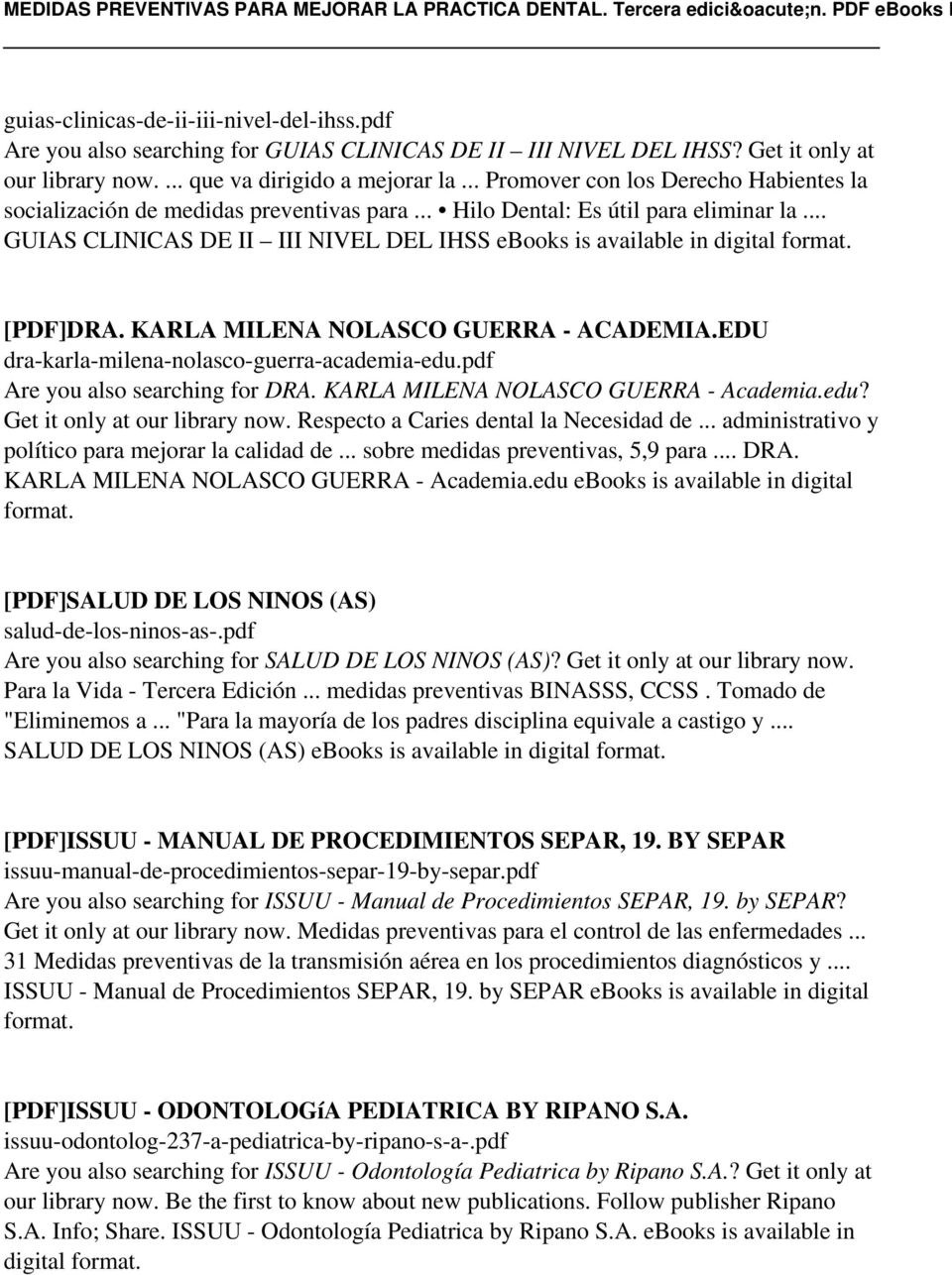 .. GUIAS CLINICAS DE II III NIVEL DEL IHSS ebooks is available in digital [PDF]DRA. KARLA MILENA NOLASCO GUERRA - ACADEMIA.EDU dra-karla-milena-nolasco-guerra-academia-edu.