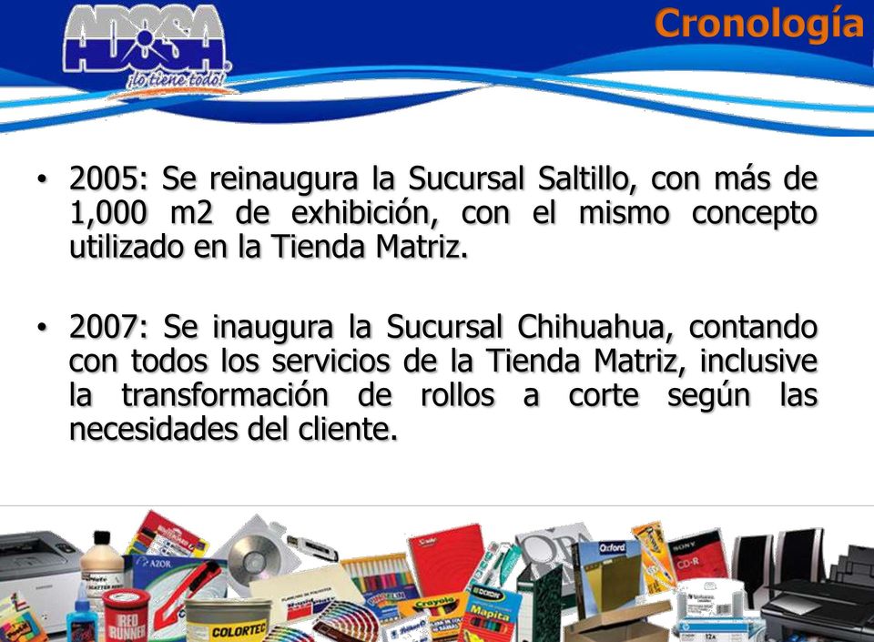 2007: Se inaugura la Sucursal Chihuahua, contando con todos los servicios de