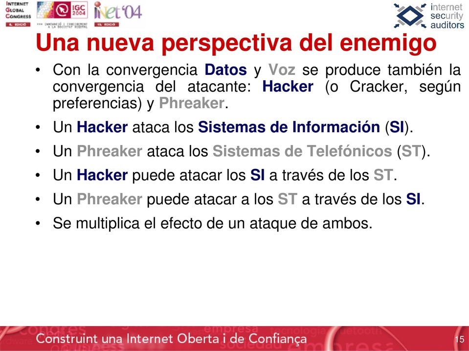 Un Hacker ataca los Sistemas de Información (SI). Un Phreaker ataca los Sistemas de Telefónicos (ST).