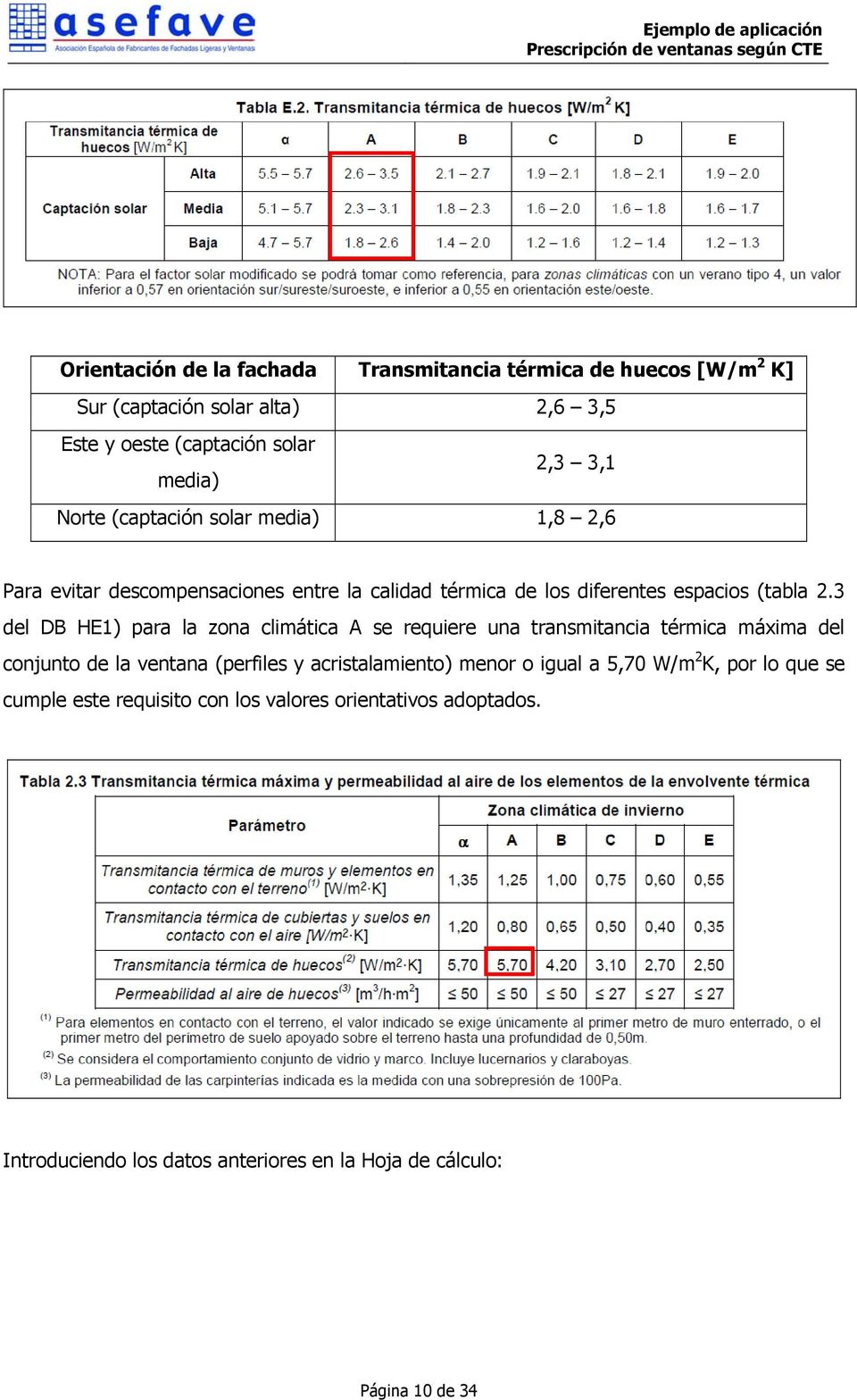 3 del DB HE1) para la zona climática A se requiere una transmitancia térmica máxima del conjunto de la ventana (perfiles y acristalamiento) menor o