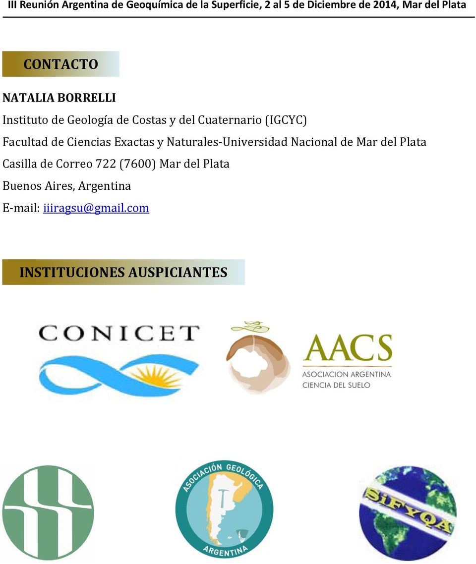 Naturales-Universidad Nacional de Mar del Plata Casilla de Correo 722