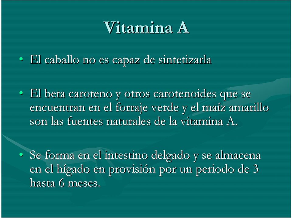 las fuentes naturales de la vitamina A.