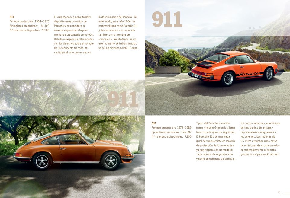 De este modo, en el año 1964 fue comercializado como Porsche 911 y desde entonces es conocido también con el nombre de «modelo F».