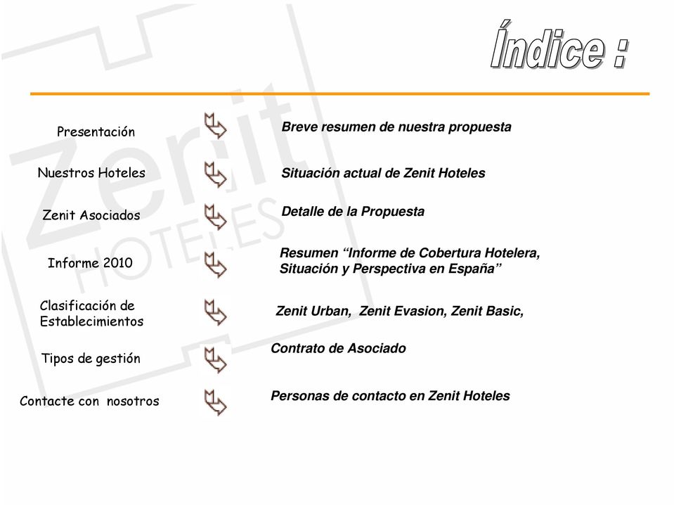 Situación y Perspectiva en España Clasificación de Establecimientos Tipos de gestión Zenit Urban,
