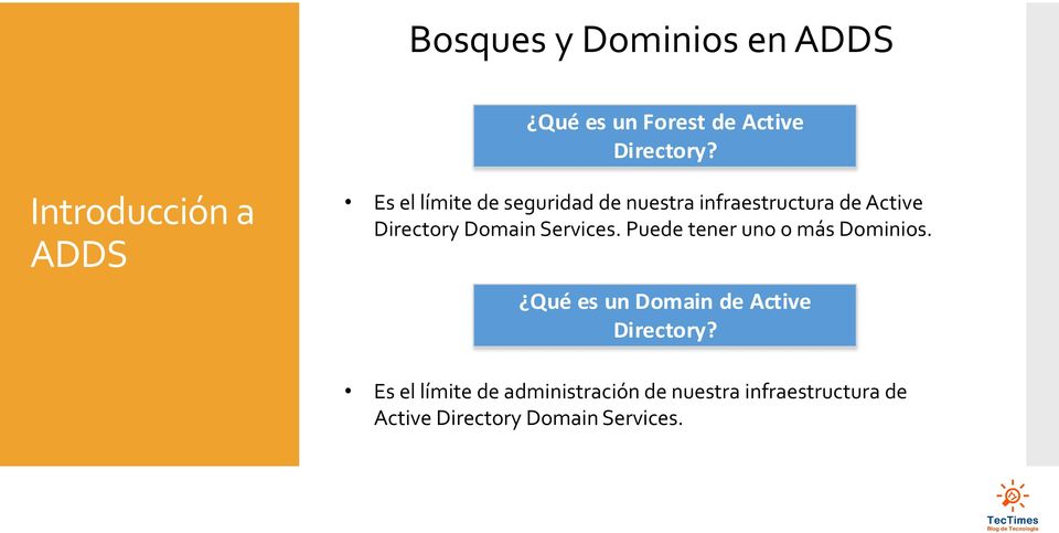 Directory Domain Services. Puede tener uno o más Dominios.