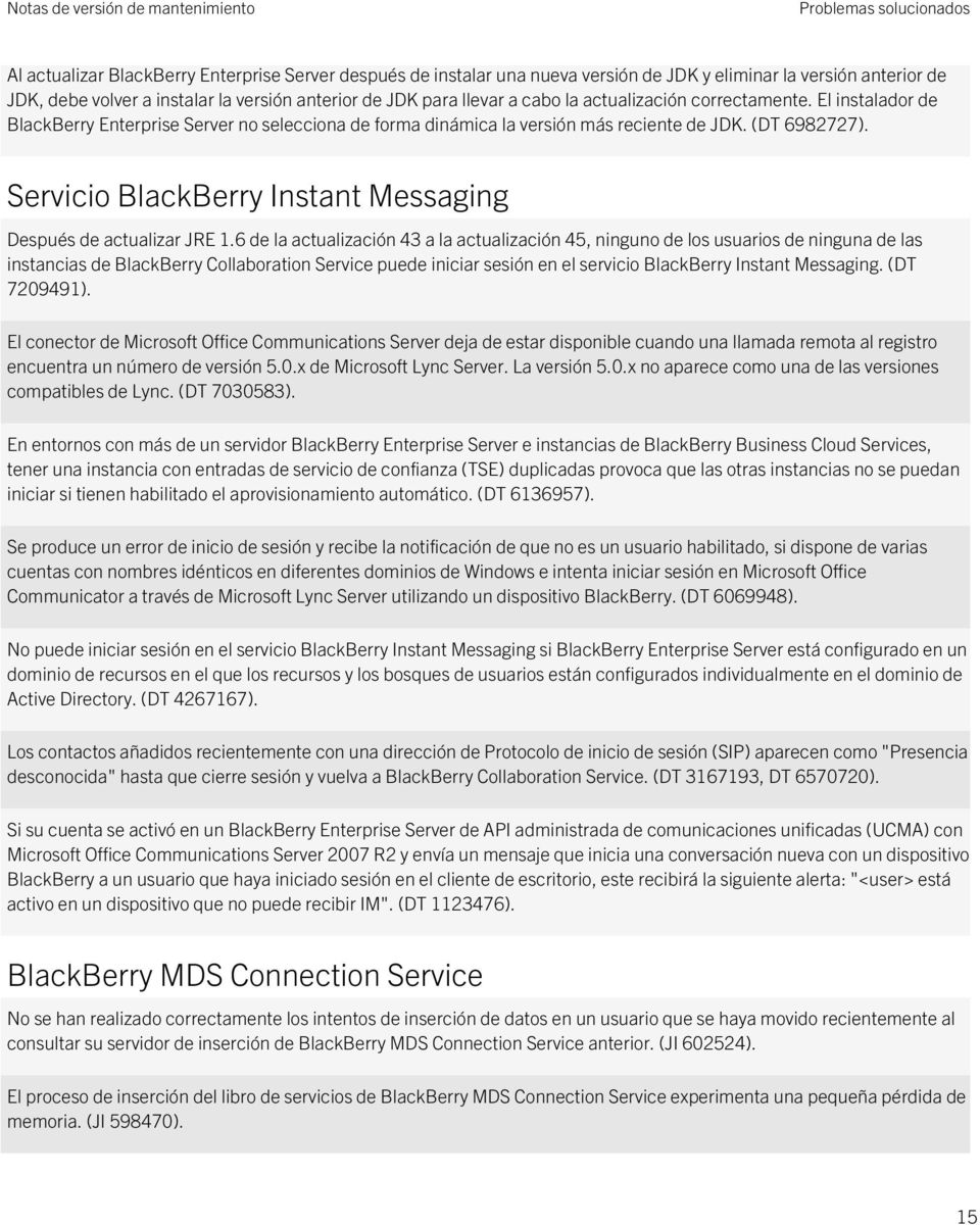 Servicio BlackBerry Instant Messaging Después de actualizar JRE 1.