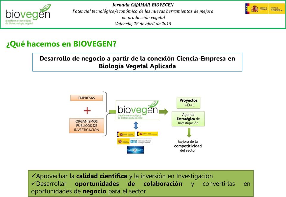 Biología Vegetal Aplicada Aprovechar la calidad científica y la