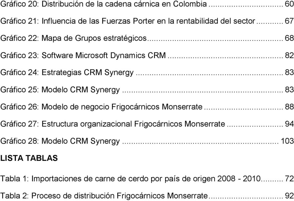.. 83 Gráfico 25: Modelo CRM Synergy... 83 Gráfico 26: Modelo de negocio Frigocárnicos Monserrate.
