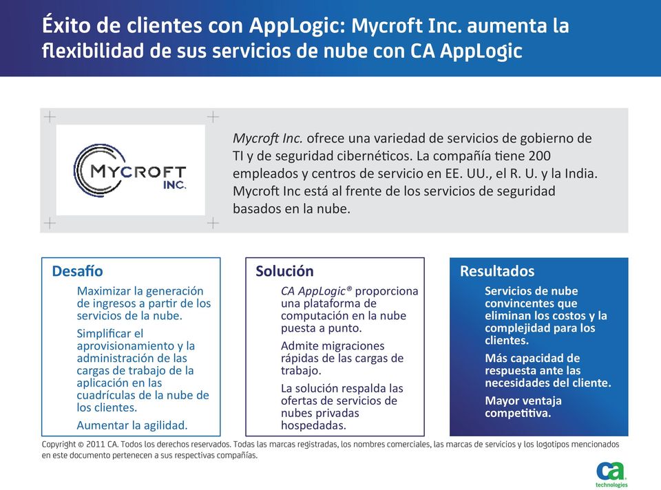 Mycroft Inc está al frente de los servicios de seguridad basados en la nube. Desafío Maximizar la generación de ingresos a partir de los servicios de la nube.