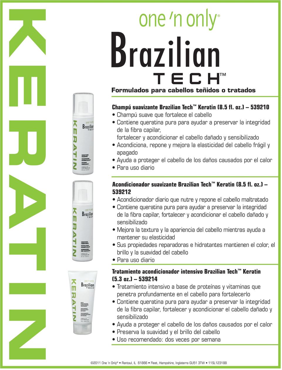 proteger el cabello de los daños causados por el calor Para uso diario Acondicionador suavizante Brazilian Tech Keratin (8.5 fl. oz.