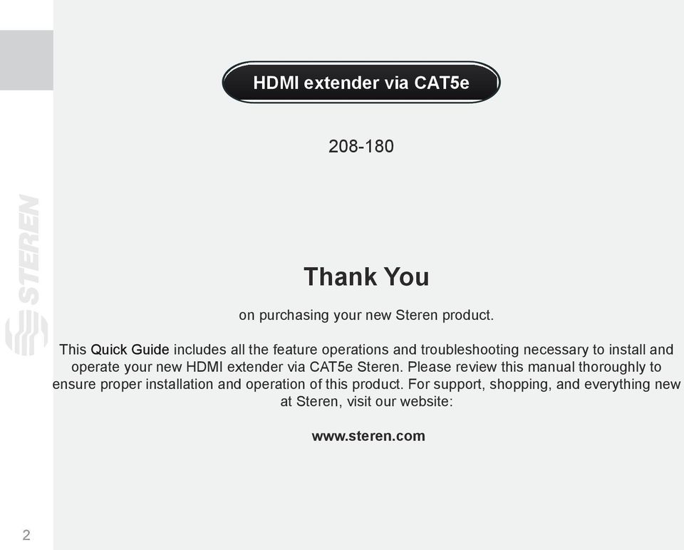 operate your new HDMI extender via CAT5e Steren.