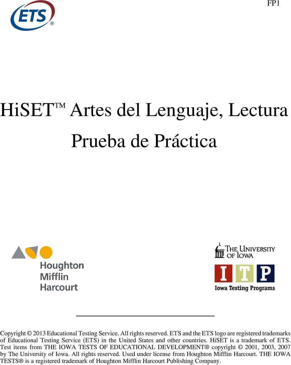 HiSET is a trademark of E T S.
