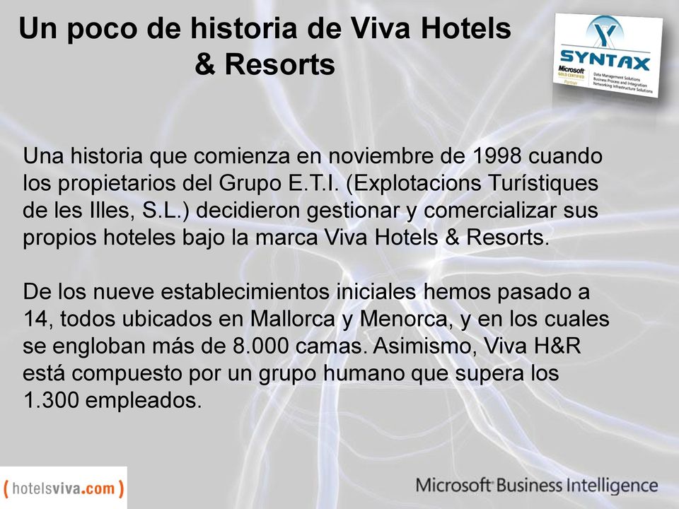 ) decidieron gestionar y comercializar sus propios hoteles bajo la marca Viva Hotels & Resorts.