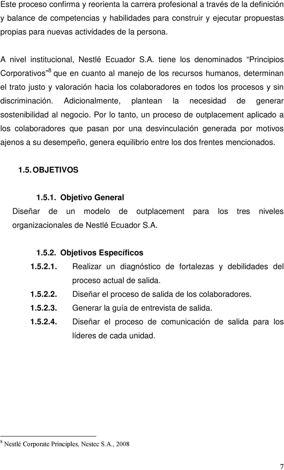 nivel institucional, Nestlé Ecuador S.A.