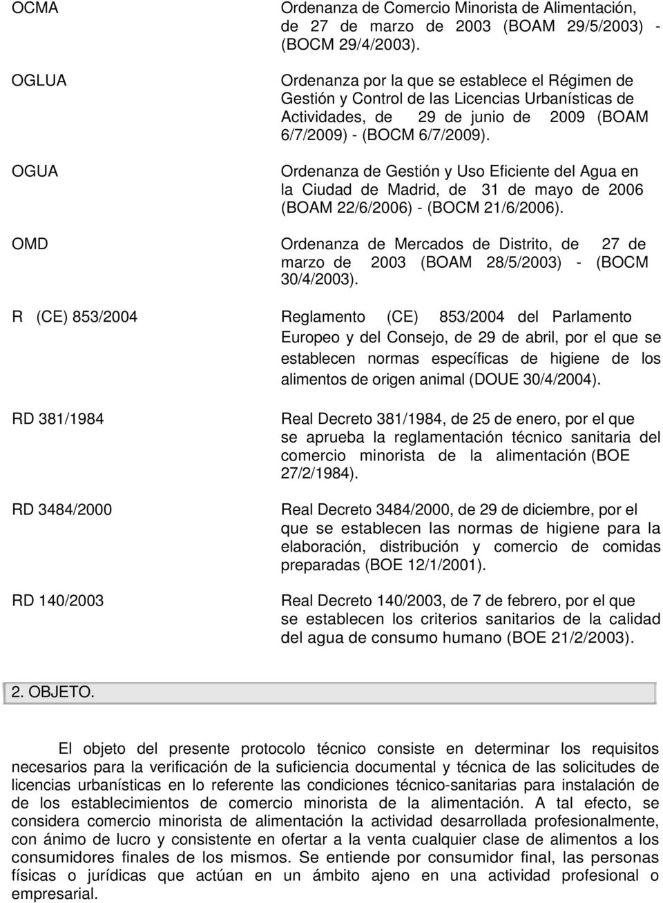Ordenanza de Gestión y Uso Eficiente del Agua en la Ciudad de Madrid, de 31 de mayo de 2006 (BOAM 22/6/2006) - (BOCM 21/6/2006).