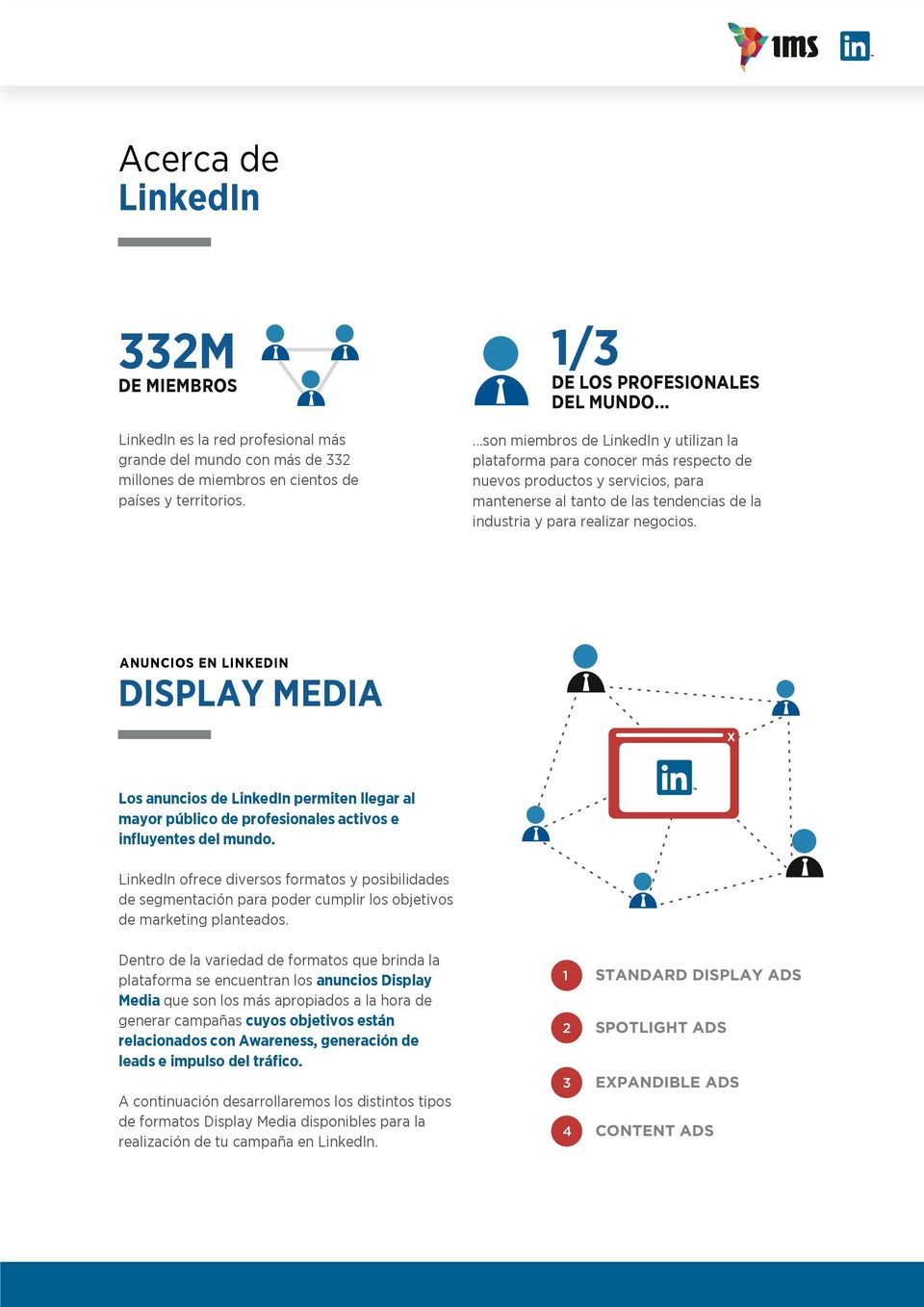 NUNCIOS EN LINKEDIN DISPLY MEDI X Los anuncios de LinkedIn permiten llegar al mayor público de profesionales activos e influyentes del mundo.