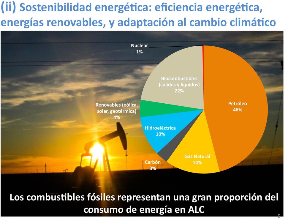 Renovables (eólica, solar, geotérmica) 4% Petróleo 46% Hidroeléctrica 10% Carbón 3%