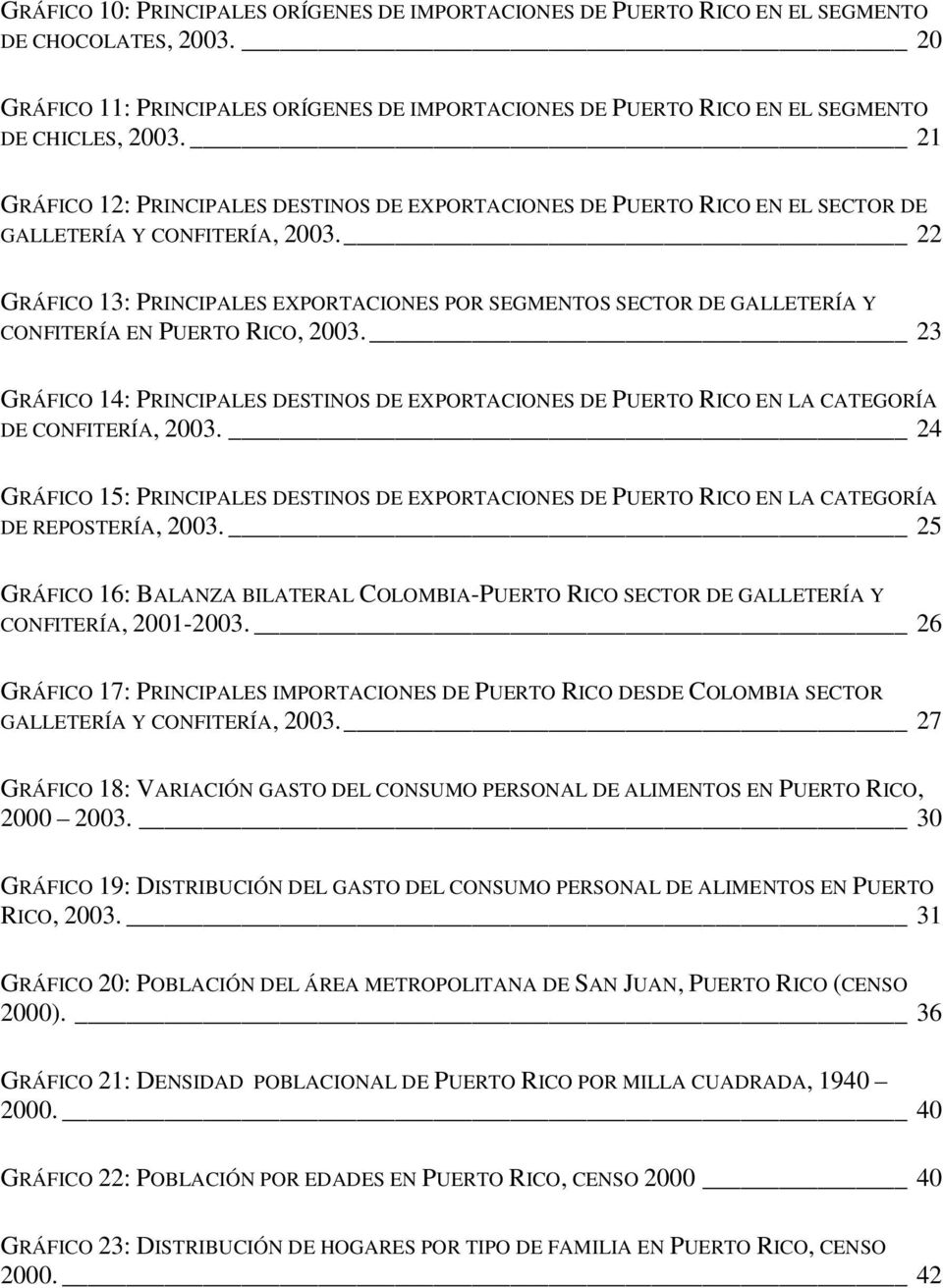 21 GRÁFICO 12: PRINCIPALES DESTINOS DE EXPORTACIONES DE PUERTO RICO EN EL SECTOR DE GALLETERÍA Y CONFITERÍA, 2003.