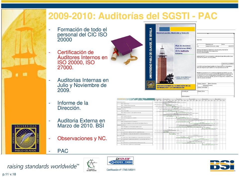 - Auditorias Internas en Julio y Noviembre de 2009. - Informe de la Dirección.